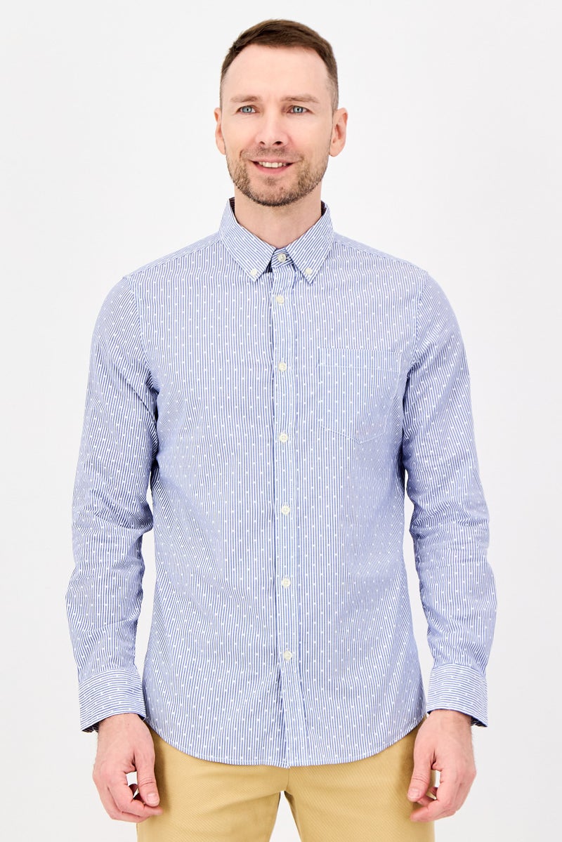 Chaps Men Slim Fit Stripe Long Sleeve Casual Shirt, Multicolor - Image 1